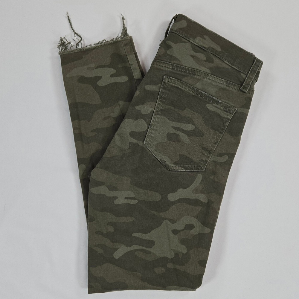 GAP Denim Women True Skinny‎ Green Camo Raw Hem Jeans Size 6 28 Y2K